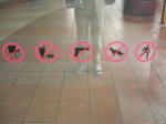 Sign at entrance to shopping mal